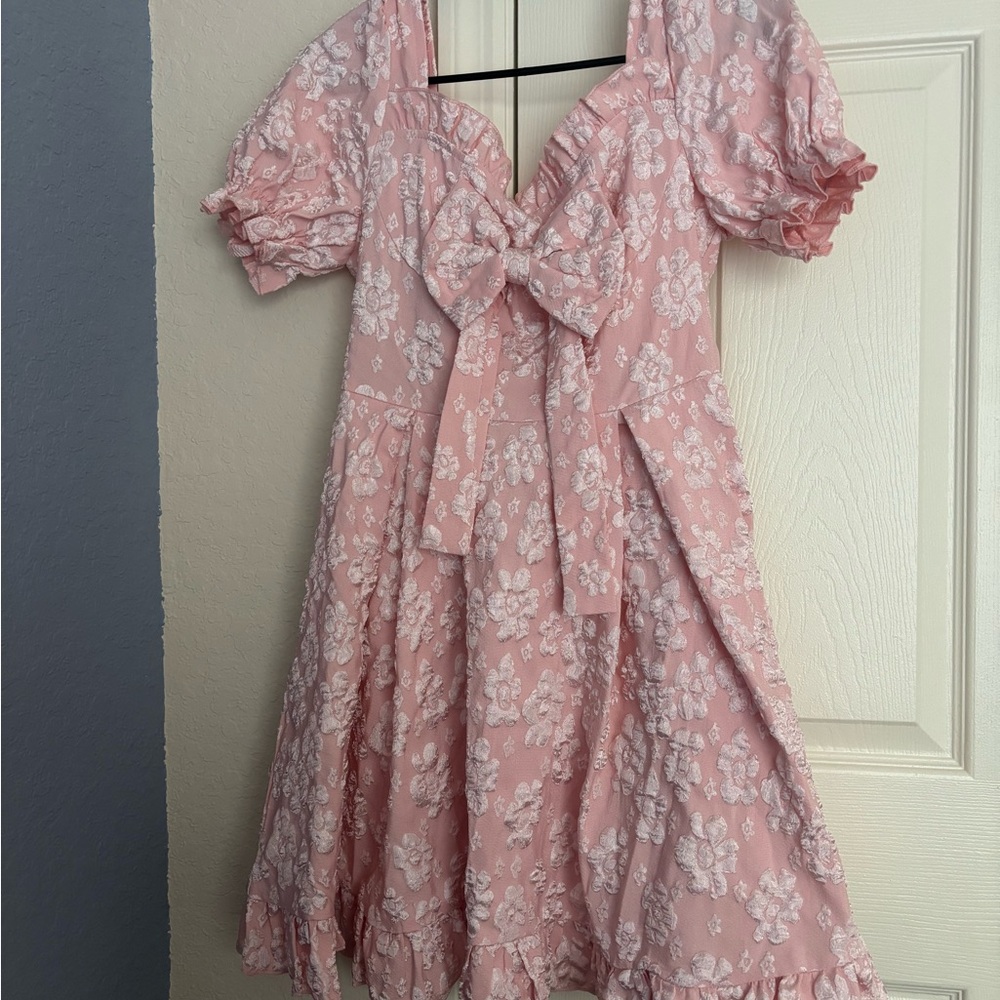 Pink Floral Dress with Bow